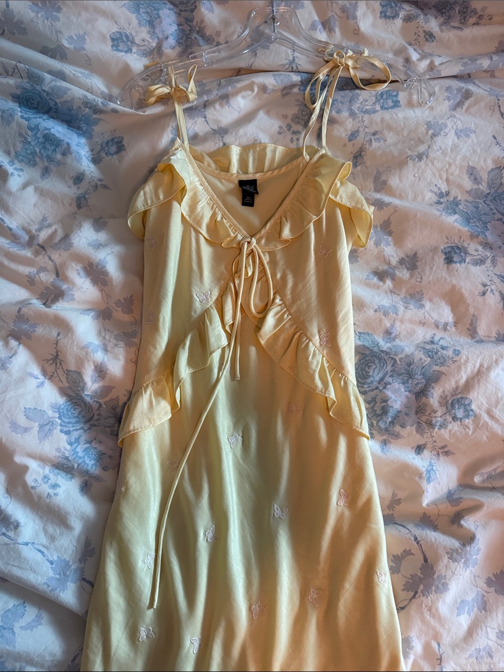 wild fable Yellow Ruffle Tie-Shoulder Maxi Dress